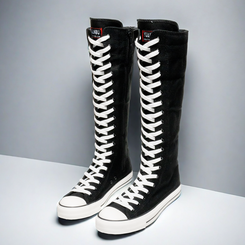 2024 Trendy High-Top Canvas Shoes for Women, Casual Shoes, Korean Style Versatile Flat Shoes, Dance Zipper Street Dance Shoes