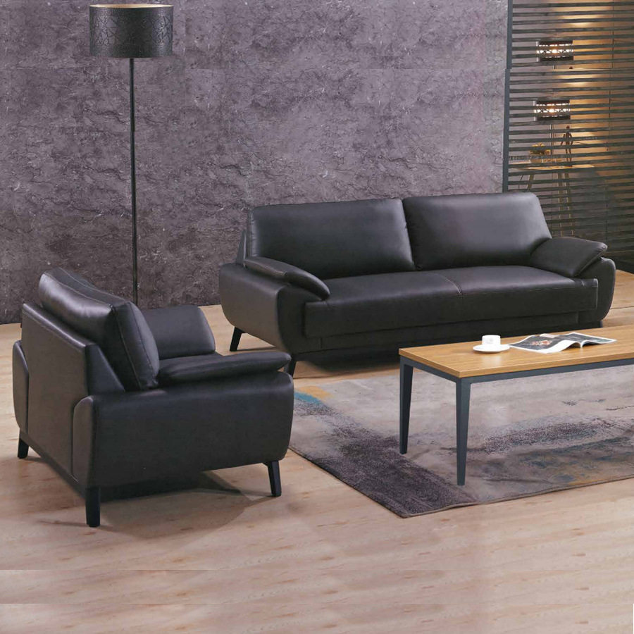 Modern Commercial Office Sofa Combination Reception Zone Negotiating Single Triple-Person Leather Sofa Sofa