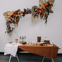  Dirty orange Maple sugar white Wedding banquet Dessert table Sign-in tablecloth Curtain tablecloth Small sweet potato background cloth