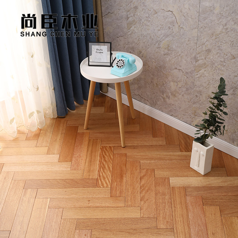 Panlongan solid wood herringbone floor disc bean King Kong teak black walnut color gray indoor geothermal heating