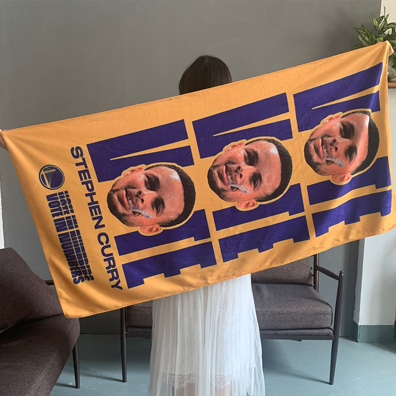 Curry-Themed Basketball Beach Towel, Kobe, James, Harden, Durant Quick-Drying Fitness Sweat Towel