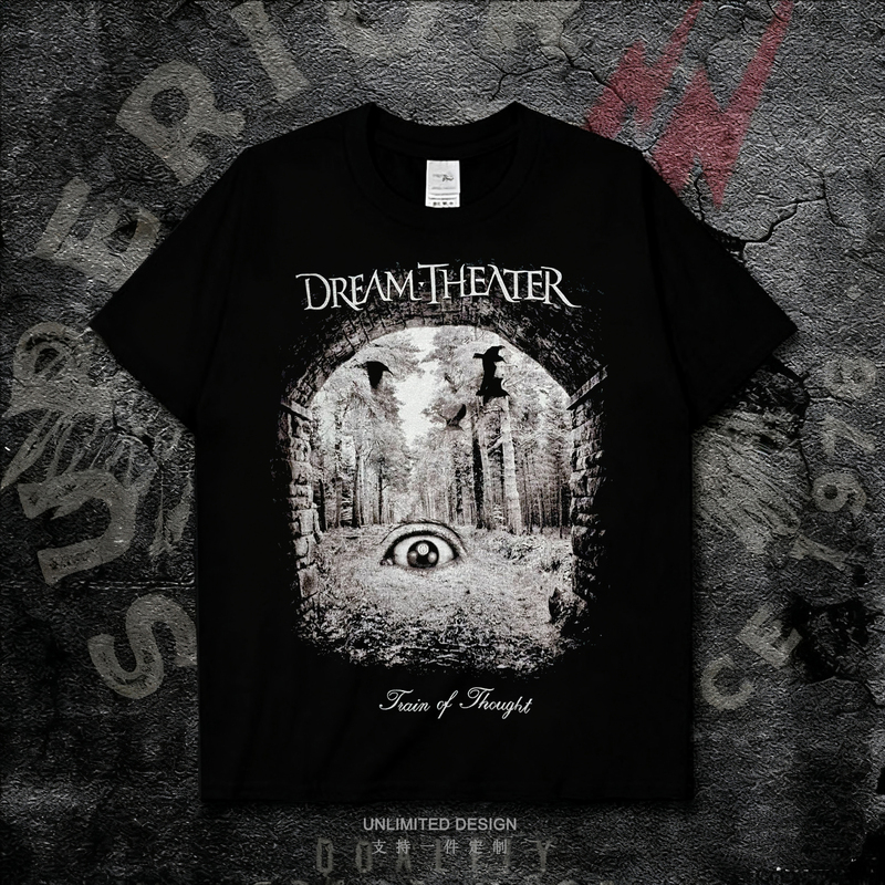 Dream Theater Band Rock Merchandise Printed Short-Sleeve T-Shirt Unisex Black Pure Cotton Top Summer