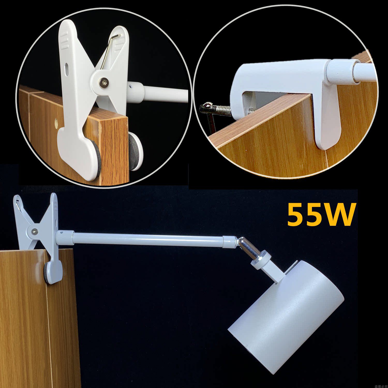 Wall side-mounted tiger mouth clip spotlight telescopic boom wall-mounted surface-mounted long pole exhibition photo clothing store long arm lamp