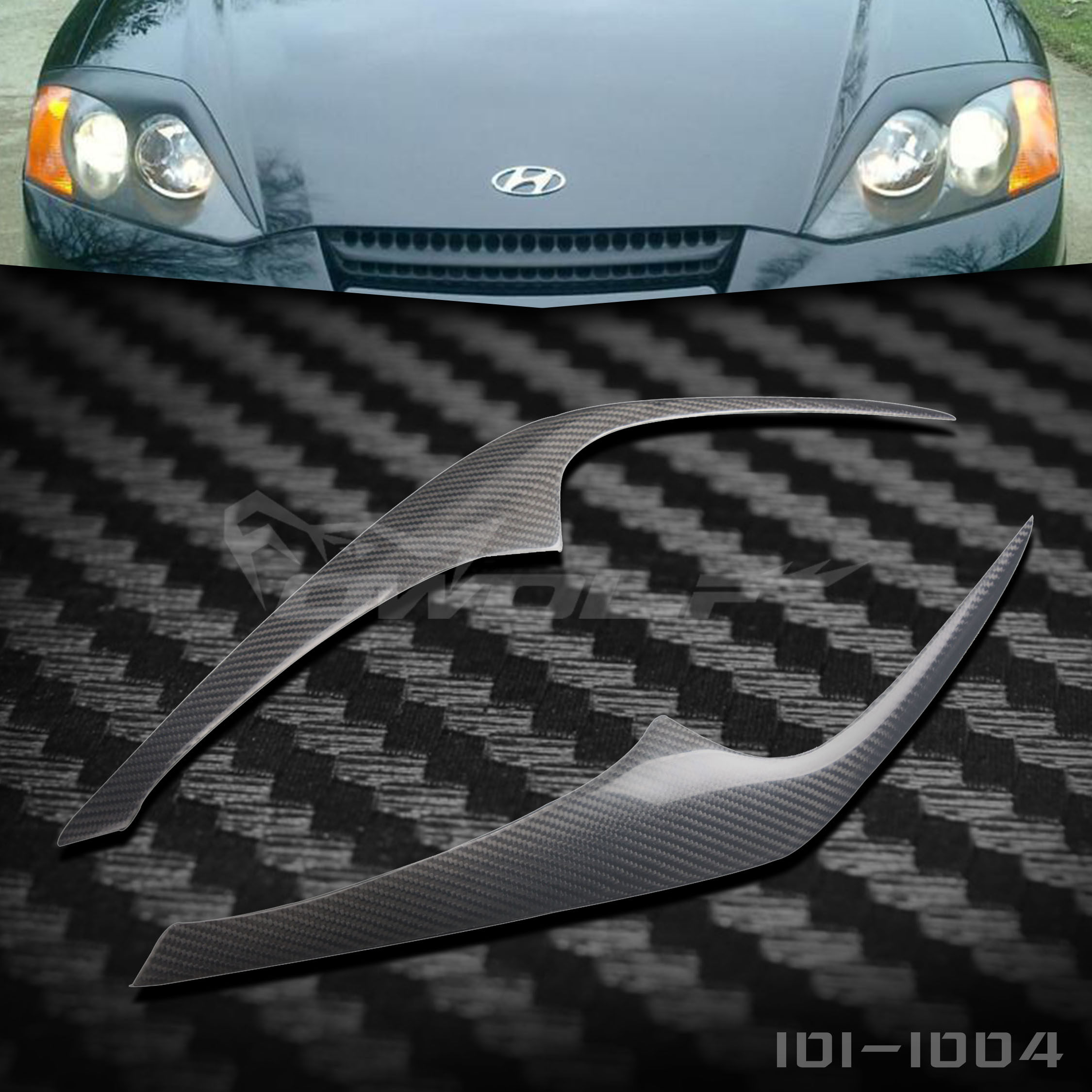 Cool Pie Carbon Fiber Light Brow Front Headlights Eyebrow Decoration Eyebrow Pair Loaded Spot 03-06 Hyundai-Taobao