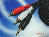 Choseal Akihabara Q-304 computer connected TV audio line 3 5mm to double rca Lotus line one turn two