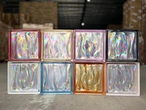 Imported Spanish ultra-white dreamy cloud and colorful glass bricks partition wall entrance TV background wall