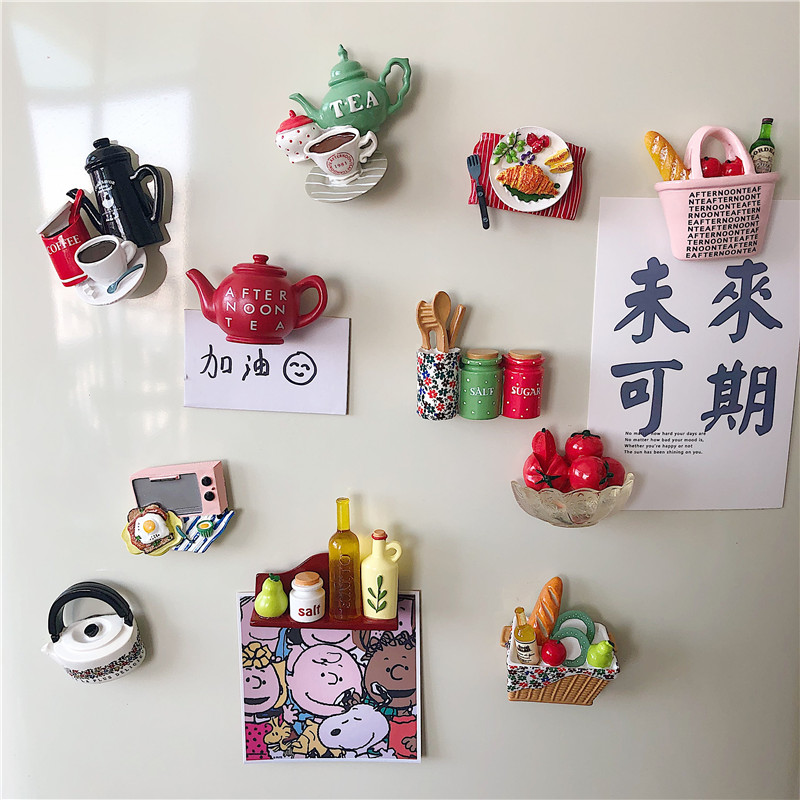 * Beautiful little sister-in-law * Korean ins picnic series Afternoon tea food stereo magnet Refrigerator sticker magnet