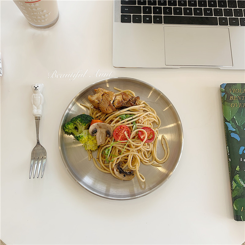 *Beautiful little aunt* ins simple Korean stainless steel matte plate Korean barbecue plate dish tray plate