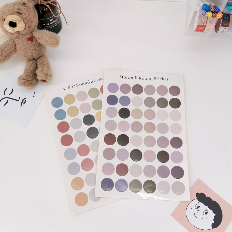 ins wind card decoration Polka dot sticker Color Morandi color Earth color Sealing Sticker Hand book card Sticker