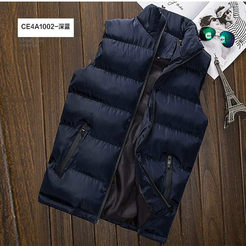 Cờ vua mùa thu và mùa đông dày vest xuống áo khoác cotton vest vest nam ấm tay áo vest áo vest nam tuổi 50