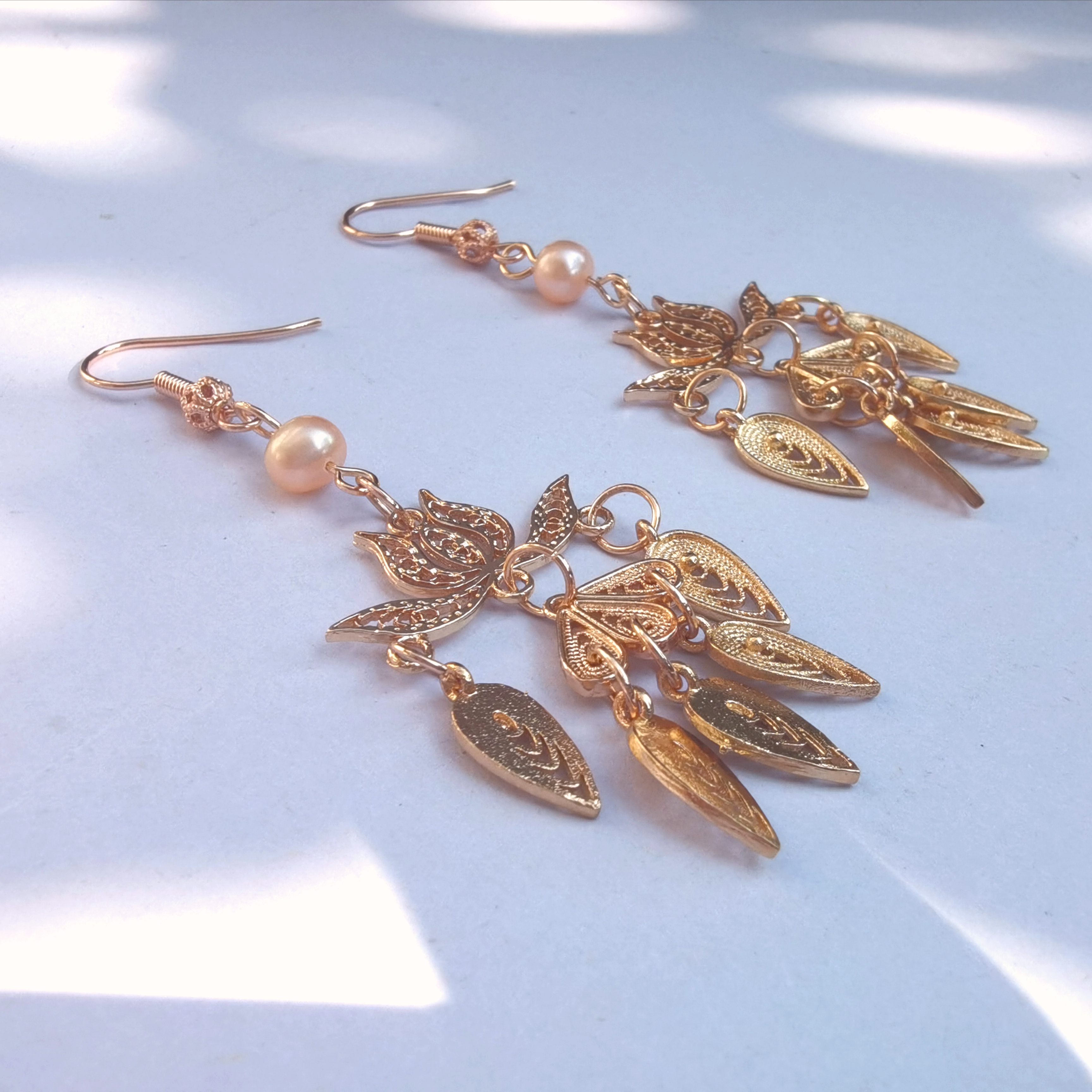Lotus flower imitation filigree craft gold-plated color preservation original design earrings earrings Hanfu Cheongsam jewelry