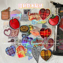 Korea ins retro love laser waterproof sticker Handbook mobile phone computer notes luggage decoration small stickers