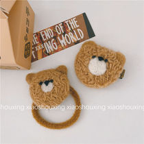 Super good plush cute autumn and winter New Girl heart retro bear wool felt hair rope hairclip accessories accessories