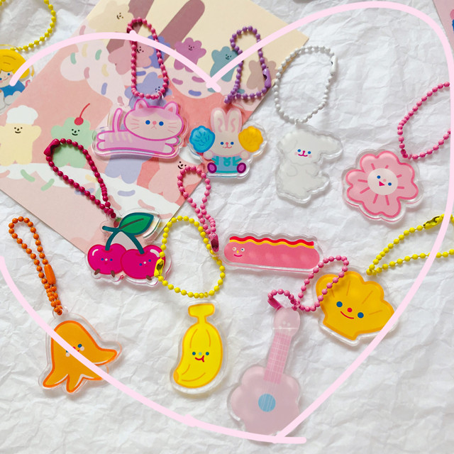 Korea TFR with new healing hipster smiley face expression acrylic keychain beads refining pendant