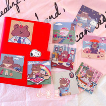Korean net celebrity postcard Cute fudge bear hand account decoration card ins wind greeting card photo props