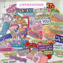 55 non-repeat cartoon cute English letter graffiti hand account sticker ipad helmet decoration sticker