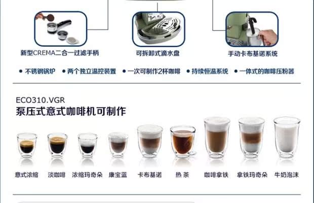 máy pha cafe faema Máy pha cà phê Delonghi / Delong ECO 310 máy bơm hơi áp lực bán tự động máy pha cà phê gia đình thương mại - Máy pha cà phê máy pha cà phê espresso gia đình