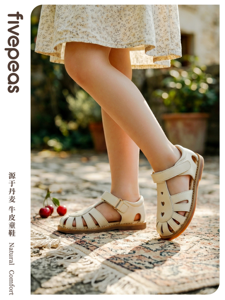五粒豆儿童凉鞋女孩女童夏鞋凉牛皮包头2026新款公主鞋软底宝宝鞋 — 4