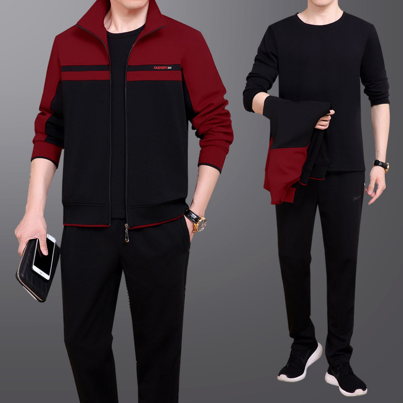 Spring and Autumn Ai Shan Show Brand Middle and Old Sports Clothing Three-piece Running Casual Large Size Cotton Father Clothing