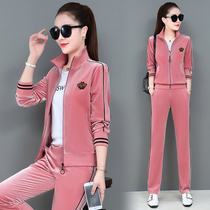 2021 spring new golden velvet womens sportswear long sleeve fashion three-piece womens sportswear