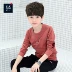 Bé trai áo thun dài tay mùa thu đông trẻ em cộng với áo nhung đáy quần bé trai cotton lớn bé thân hình thủy triều