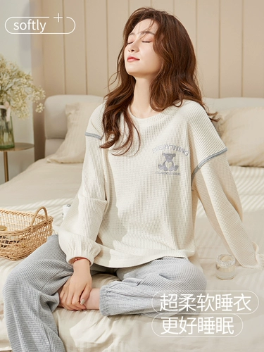 Осенняя пижама, лонгслив, летний комплект, 2024 года, простой и элегантный дизайн