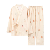 Postpartum clothing summer thin postpartum pure cotton gauze pregnant women spring and autumn home clothes set breastfeeding pajamas for women