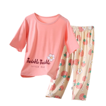 Girls Pajamas Summer Modal Childrens Summer Ice Silk Home Clothes Medium and Large Children Thin Girls Air Conditioning Suit