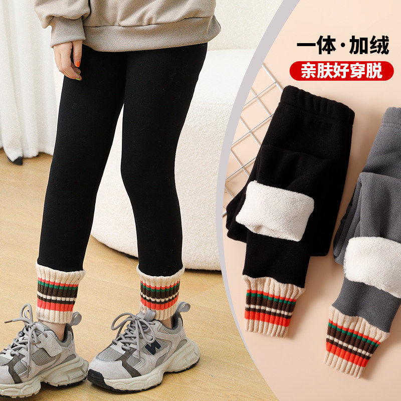 Girl Gush Pants Autumn Winter Dress External Wearing Cashmere Child Beating Underpants Woman Baby 2023 New Thickened Cotton Pants-Taobao