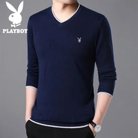 Playboy Playboy cổ chữ V cộng với áo len cotton nam mùa thu nam áo len dài tay 100% cotton cardigan nam