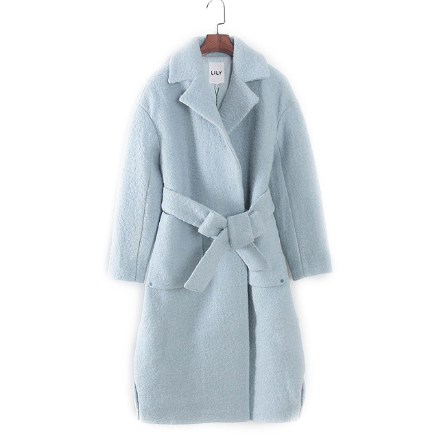 莉系列 秋冬新款商务女装库存折扣名媛风系带中长款大衣S1936