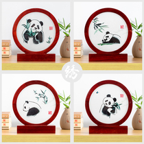 Shu Embroidered with Panda Bifacial Embroidery Pendulum Piece Craftsmanship Gifts Abroad for Old and Outer Lovely Chinese Wind Chengdu accompanied by