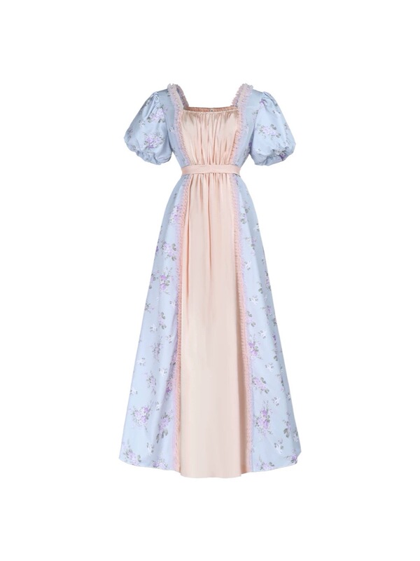 Vintage Victorian Regency Cosplay Dress High-Waisted Tea Party Dress Halloween Dress in Stock H