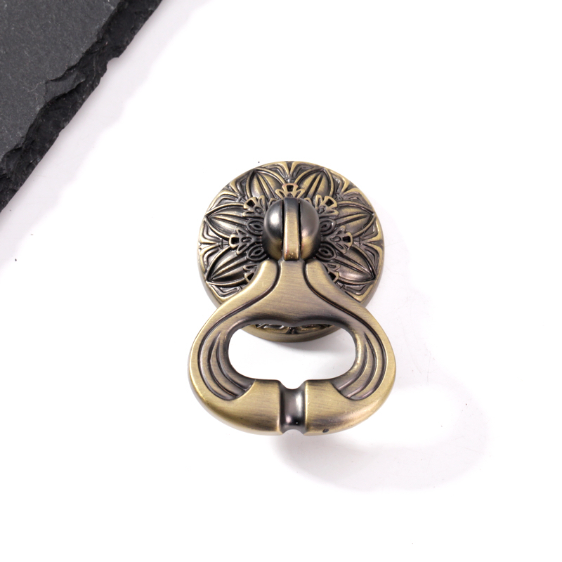 Dream House Imitation Ancient Handle Matte Green Ancient Flower Style Chanting Drawer Wardrobe Door Handle O-style Tian Garden Countryside