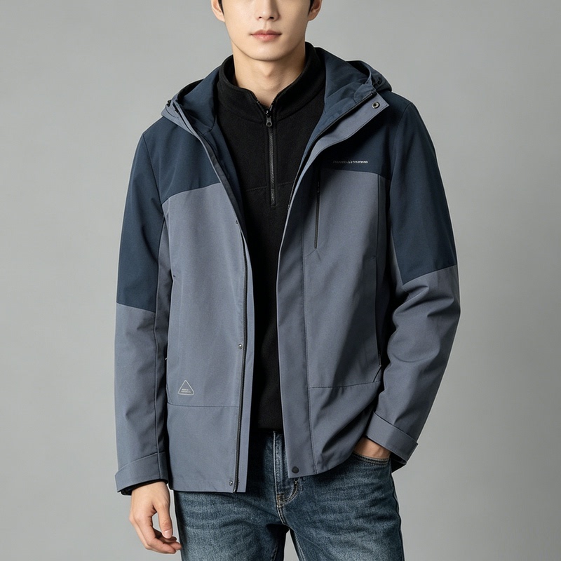One Garment, Three Ways to Wear! Detachable Energy-Gathering Liner~ Men's Hooded Jacket for Autumn and Winter, Outdoor Softshell Jacket, Warm Coat