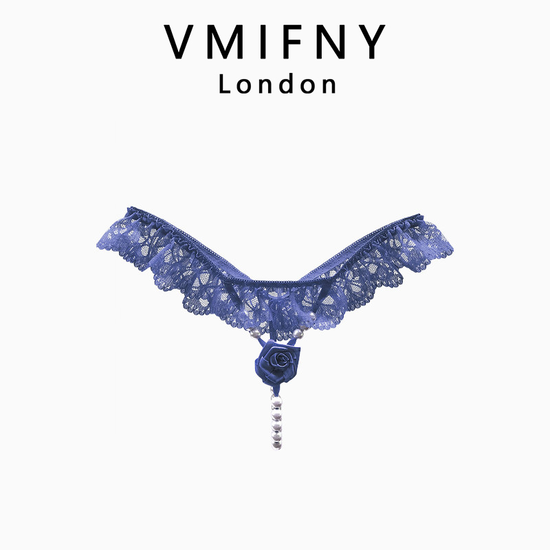 Uk Vmifny Open-Crotch Pearl Temptation Lace Panties Handmade Rose New Wedding Sexy Pure Desire Thong for Women