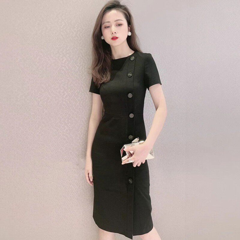 Pingbrother New 2023 Summer Brand Women's Clothing List Madam Broker Short - sleeved Dress
