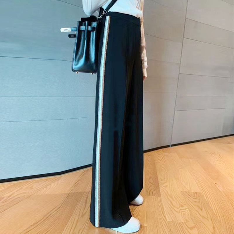 Brother's new female fit 2022 spring special cabinet lady striped high waist straight cylinder wide pants women pants casual long pants