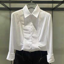 Little Brother Sitti Stretched Shirt Women 2021 Autumn Joker Slim Base Professional Temperament Long Sleeve Shirt