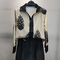 Year Amarsch new womens 2021 autumn new wild silk Mulberry silk print pullover long sleeve shirt
