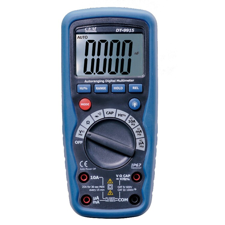 DT-9915专业防水全保护数字万用表 欧姆表短路测试自动量程万用表