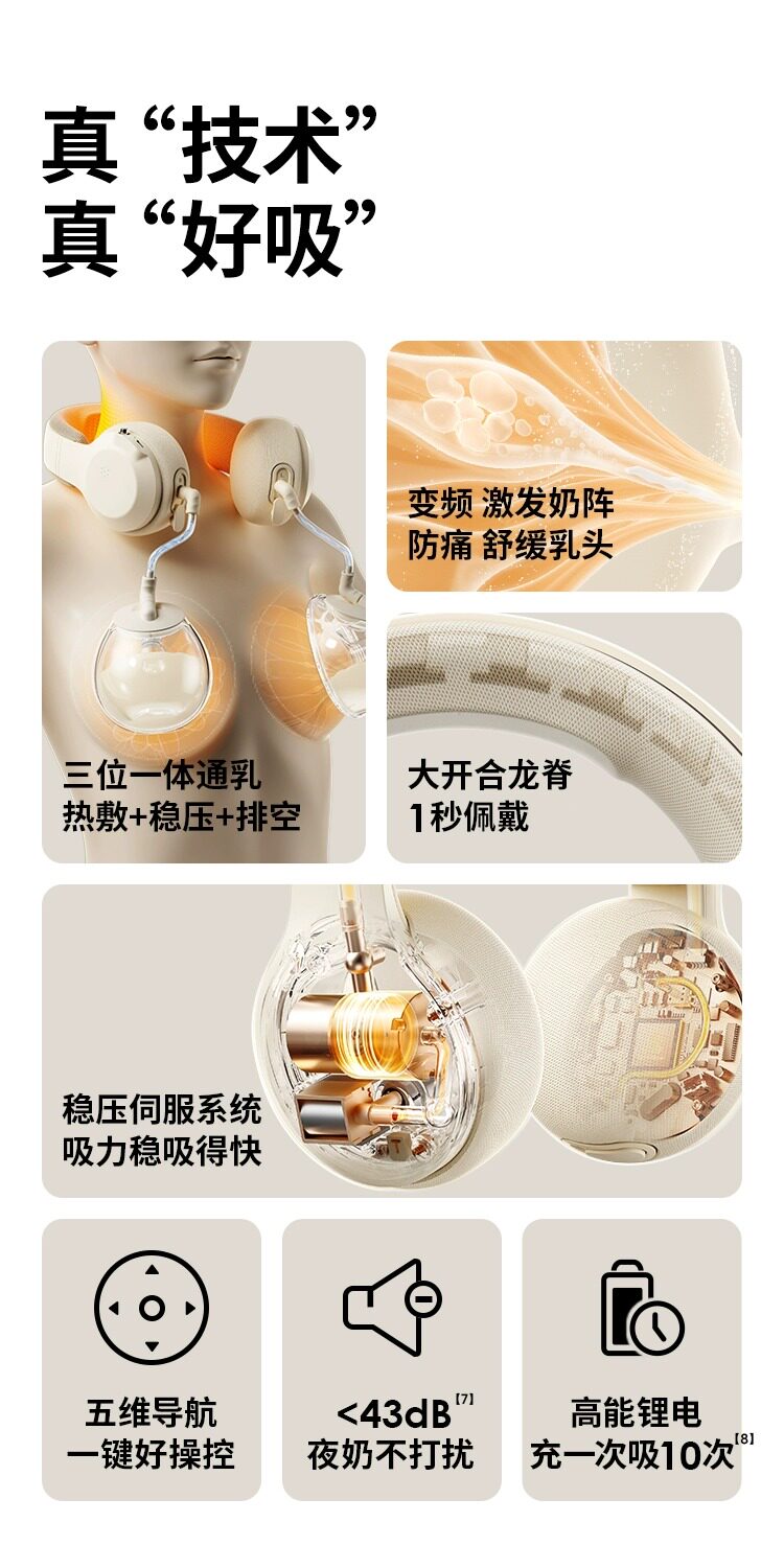 小白熊免手扶双边电动吸奶器全自动便携贝壳收纳包配件无极挂脖 — 4
