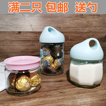 Violet glass storage jar with lid Glass honey bottle sealed jar Tea jar Seasoning jar Seasoning box