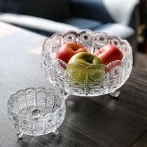 Clear cabin Fashion European style glass round high footed fruit tray Home Conference room Transparent fruit basin Deep fruit hopper Big Little