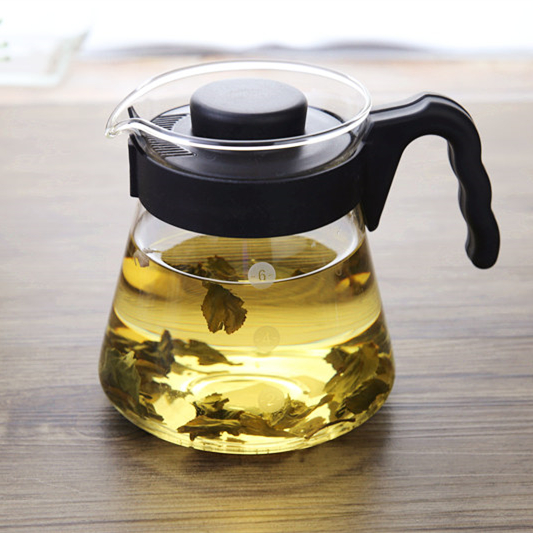 Small thickened straight fire glass coffee pot cute pot heat-resistant pot flower teapot 450ml 700ml