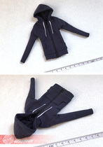 1 6 female soldier clothes 12 inch stretch slim-fit dark blue zipper sweater
