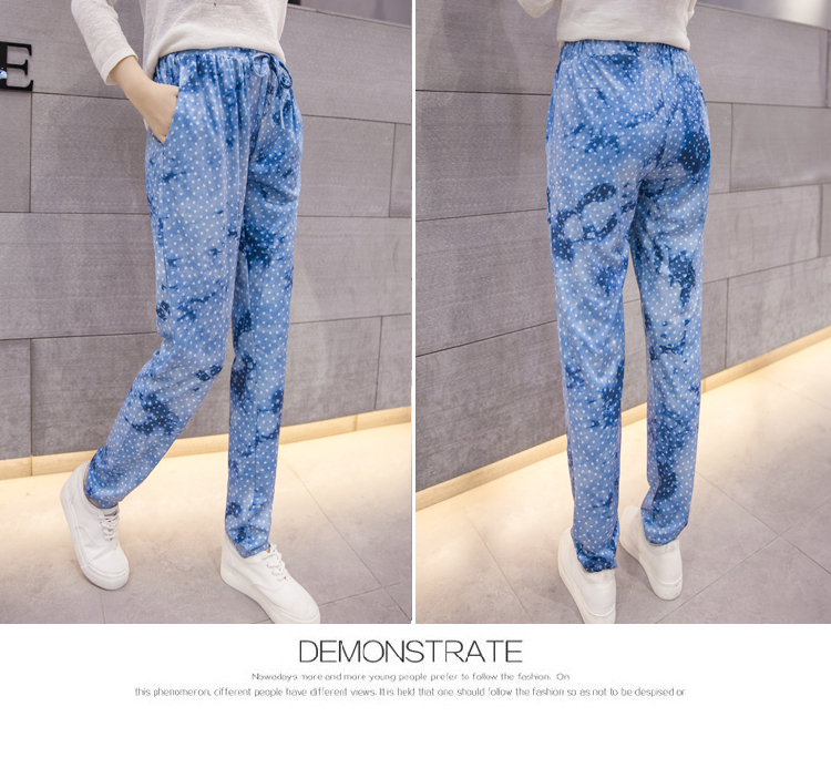 2018 hè và thu đông mới giả quần denim harem thời trang giản dị in quần lửng ống chân mỏng quần thủy triều quần bò rách nữ