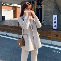 Autumn and winter small fragrant wind woolen suit jacket double-sided woolen coat womens wool short slim gold silk double-sided cashmere