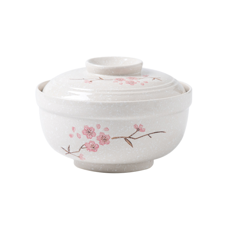 Jian Lin, a Japanese ceramic dessert bowl bowl with cover soup bowl large bowl mercifully rainbow such as bowl hand - made creative move cherry blossoms