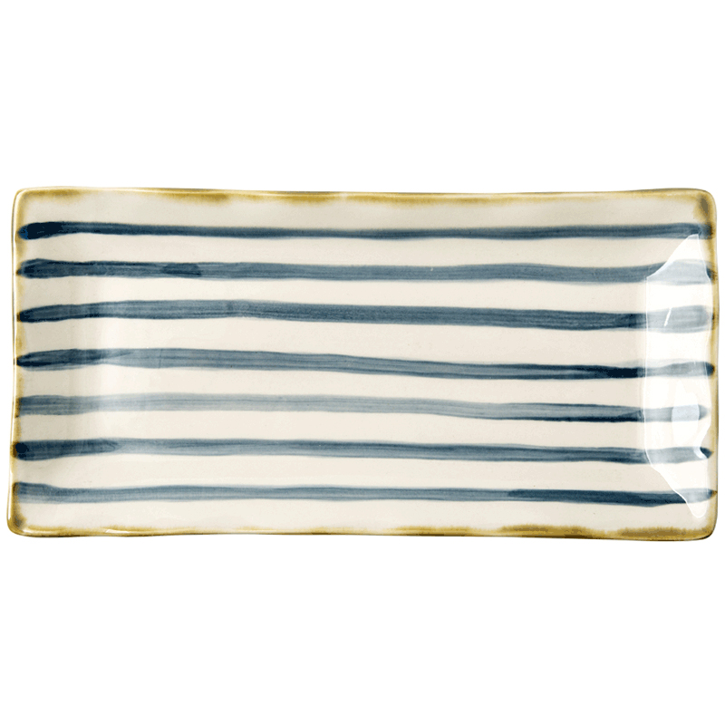 Jian Lin creative Japanese barbecue retro hand - made sushi plate flat rectangular ceramic plate bluegrass